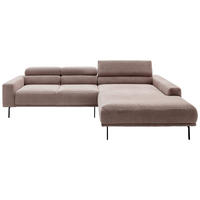 ECKSOFA  in Cord Taupe  293/215-217 cm  - Taupe/Schwarz, Design, Textil/Metall (293/215-217cm) - Schöner Wohnen