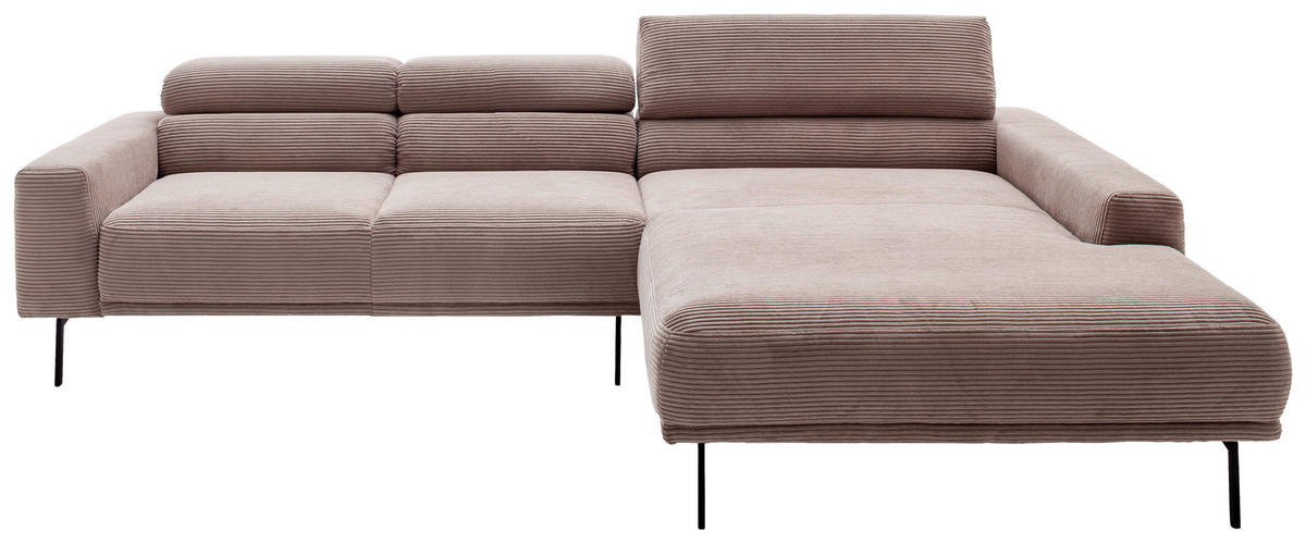 ECKSOFA  in Cord Taupe  293/215-217 cm  - Taupe/Schwarz, Design, Textil/Metall (293/215-217cm) - Schöner Wohnen