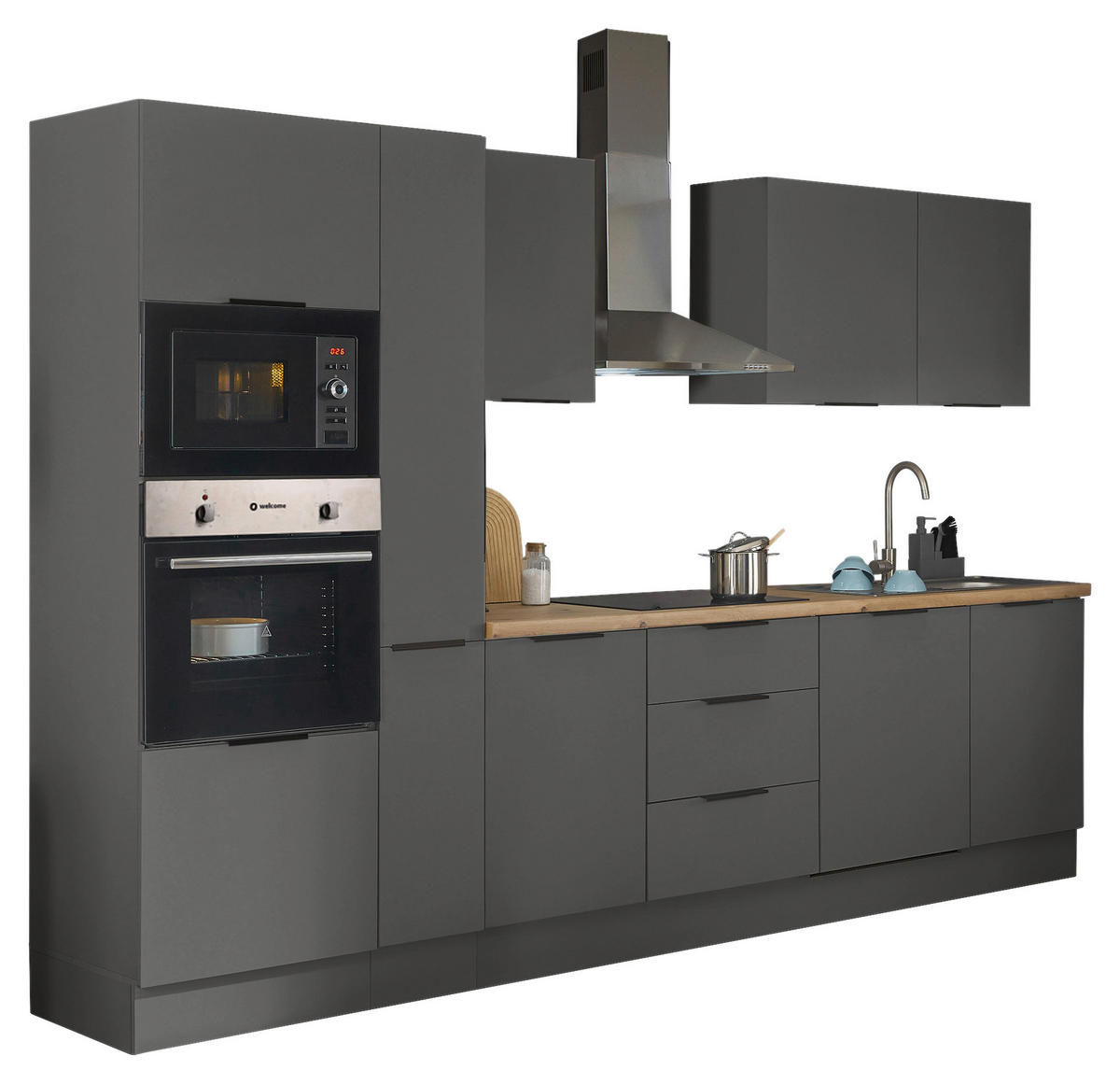 KÜCHENBLOCK   in Graphitfarben  - Schwarz/Graphitfarben, Basics, Holzwerkstoff/Metall (310/211/60cm) - Xora