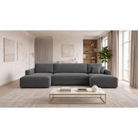 WOHNLANDSCHAFT  Cord Anthrazit  - Anthrazit/Schwarz, Basics, Holz/Holzwerkstoff (379/93/184cm) - MID.YOU