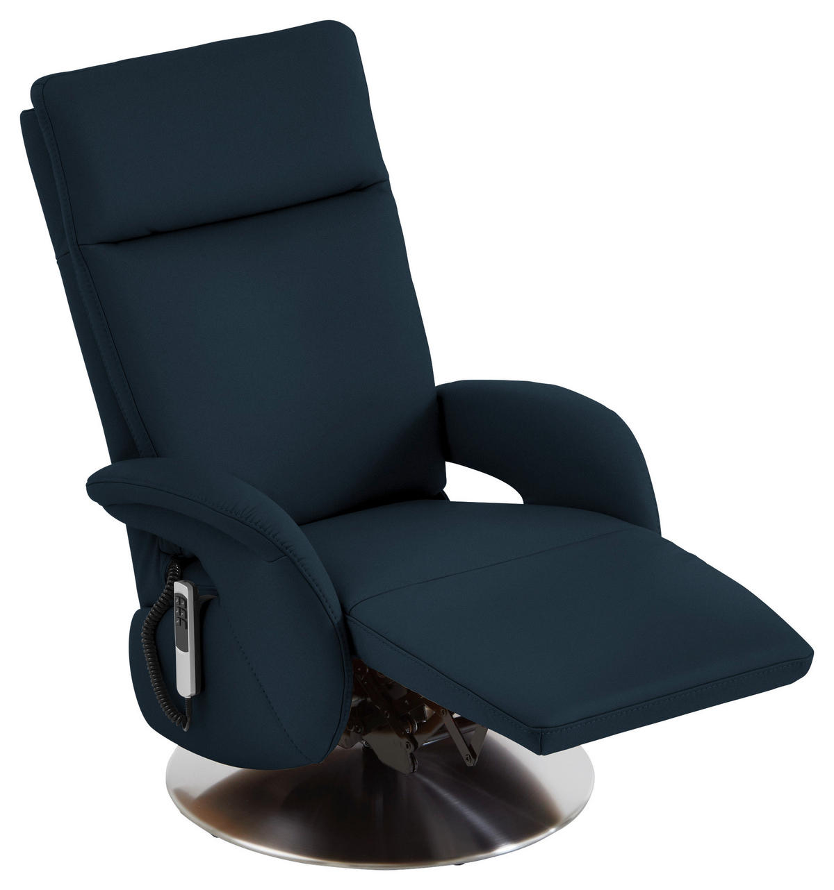 RELAXSESSEL in Leder Dunkelblau  - Edelstahlfarben/Dunkelblau, Design, Leder/Metall (70/108/80cm) - Cantus