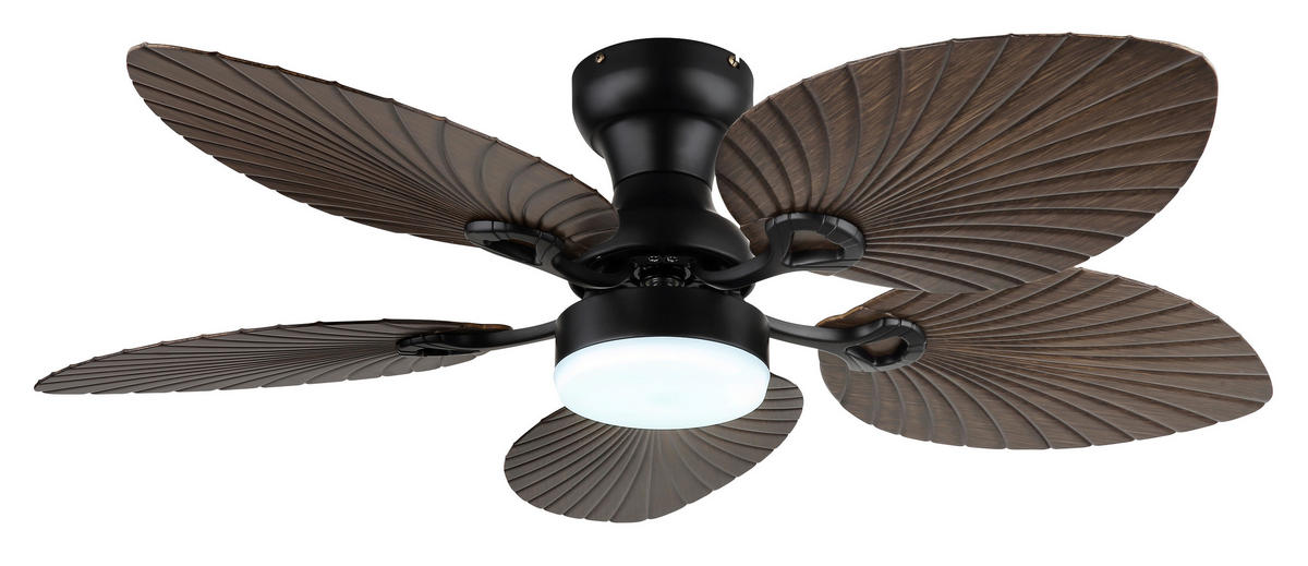 Ventilator mit Beleuchtung ELISE 107/28,5 cm   - Opal/Schwarz, KONVENTIONELL, Kunststoff/Metall (107/28,5cm) - Globo