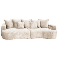 BOXSPRINGSOFA Velours Beige  - Beige/Schwarz, Trend, Kunststoff/Textil (292/71-99/127cm) - Livetastic
