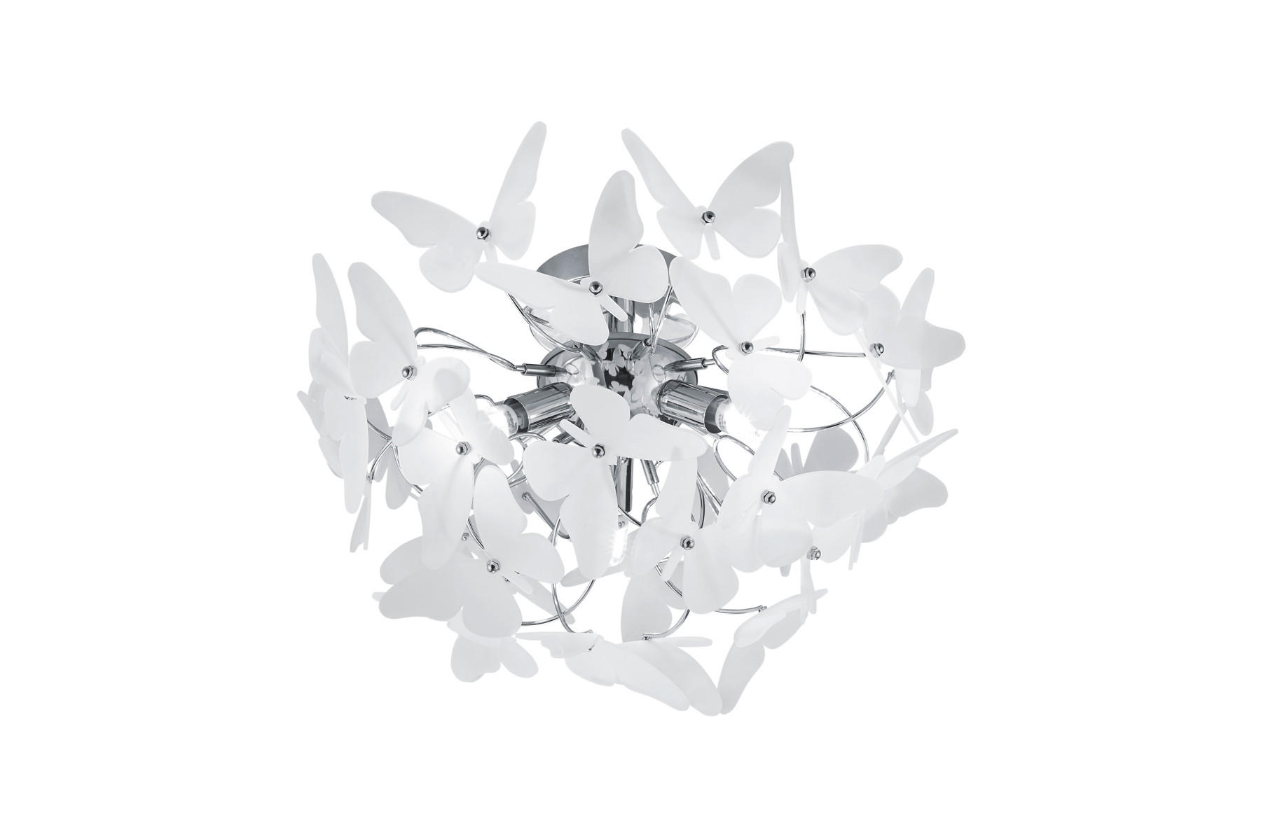 KINDERDECKENLEUCHTE Butterfly 45/28,5 cm   - Chromfarben/Lila, Design, Kunststoff/Metall (45/28,5cm)