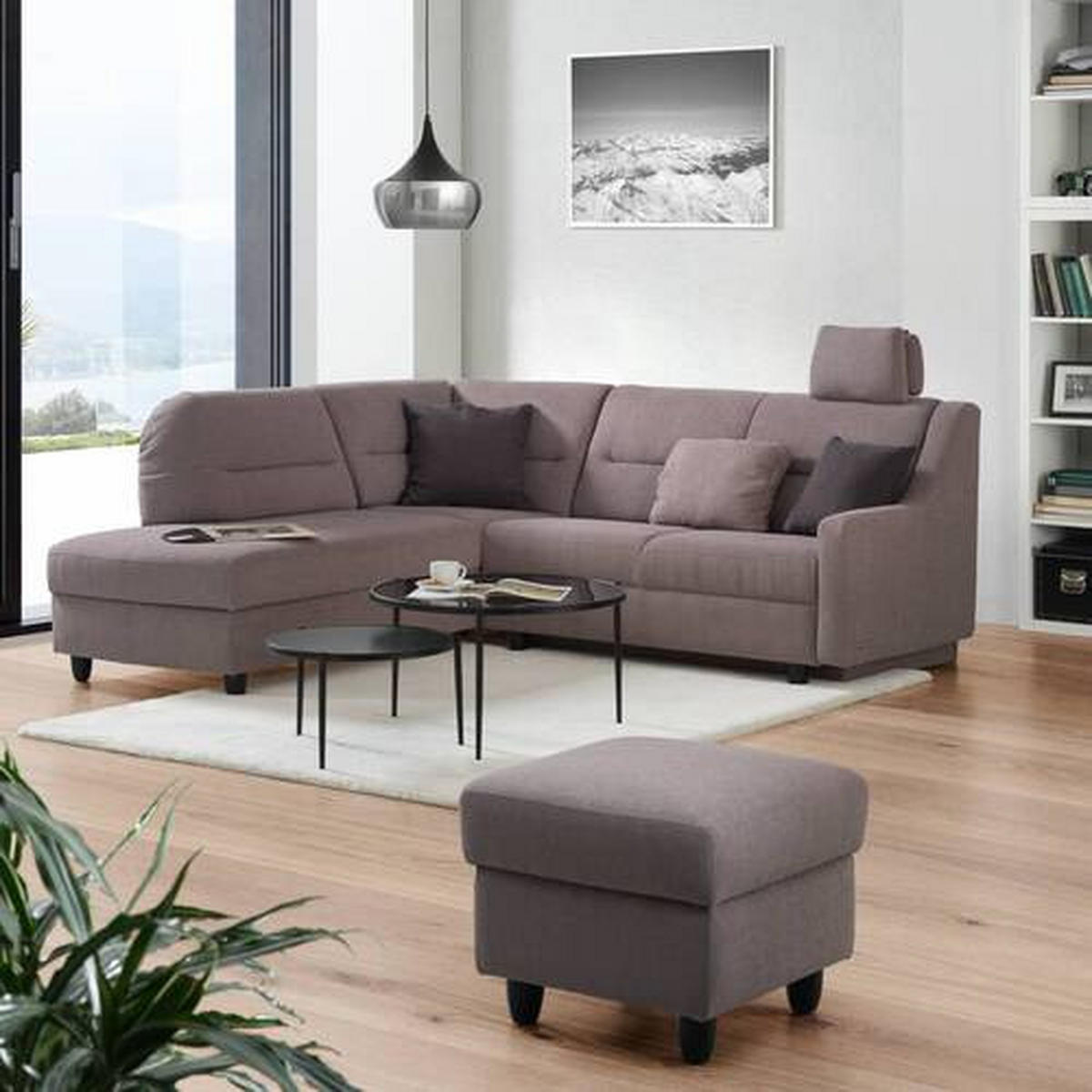 ECKSOFA in Chenille Grau  208/226 cm  - Schwarz/Grau, KONVENTIONELL, Textil (208/226cm) - Sedda