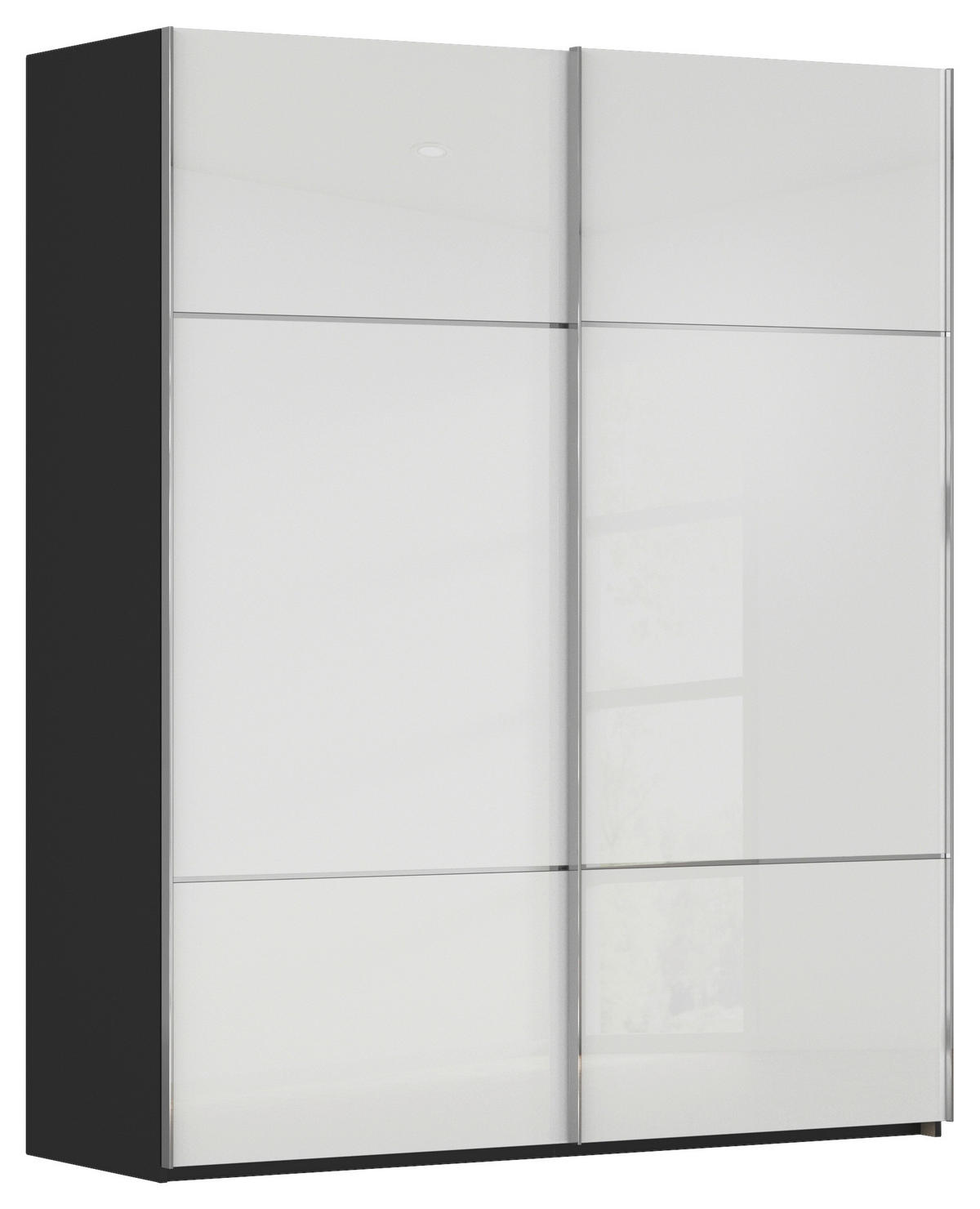 SCHWEBETÜRENSCHRANK 181/223/67 cm 2-türig Schwarz, Weiß  - Chromfarben/Schwarz, KONVENTIONELL, Glas/Holzwerkstoff (181/223/67cm) - Novel