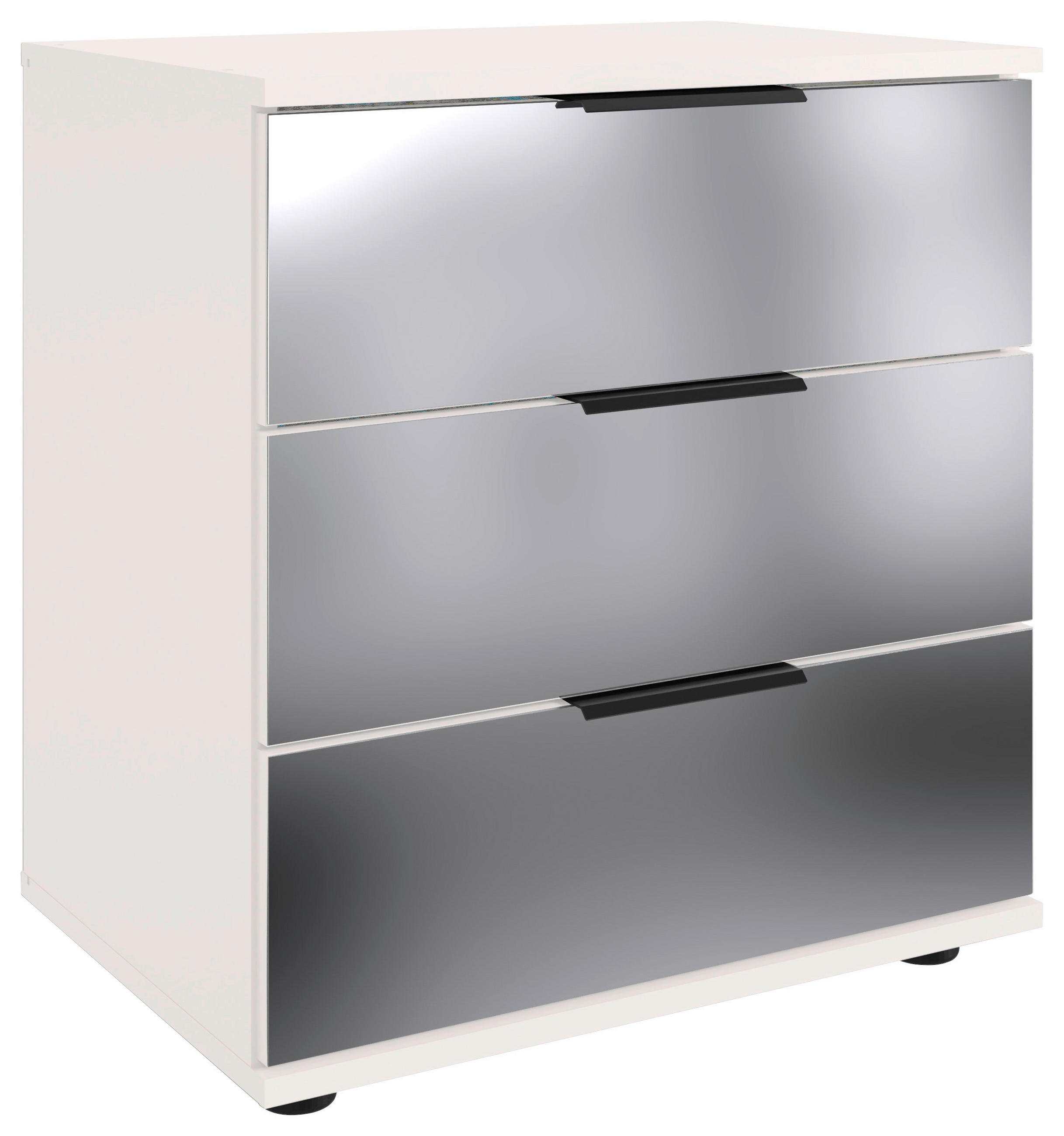 NACHTSCHRANK 52/58/38 cm  - Schwarz/Weiß, MODERN, Glas/Holzwerkstoff (52/58/38cm) - MID.YOU