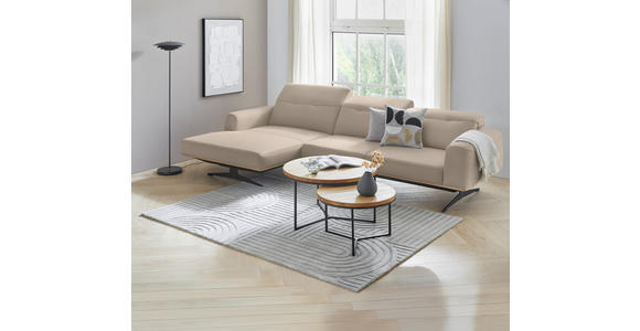 ECKSOFA  in Echtleder Beige  163/305 cm  - Eichefarben/Beige, Design, Leder/Holz (163/305cm) - Novel