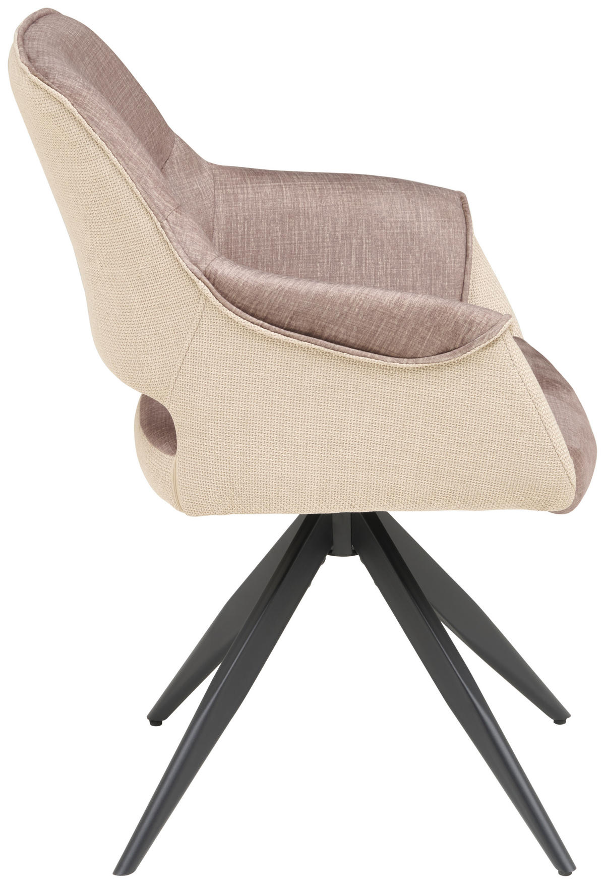 ARMLEHNSTUHL  in Eisen Samt, Webstoff  - Beige/Schwarz, KONVENTIONELL, Textil/Metall (62/86/64cm) - MID.YOU