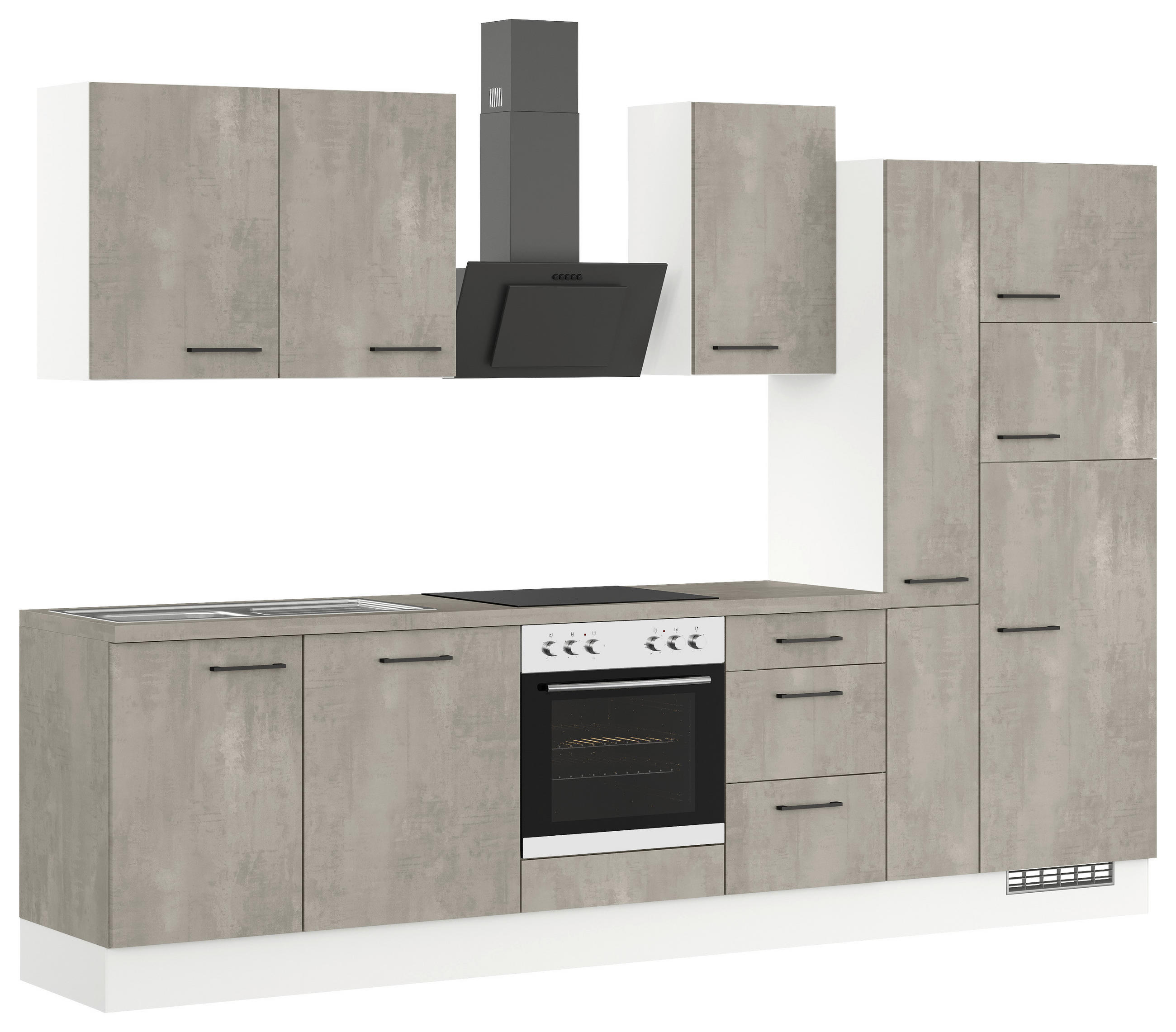 KÜCHENLEERBLOCK 310 cm   in Grau  - Schwarz/Weiß, Design, Holzwerkstoff/Metall (310cm) - Impuls