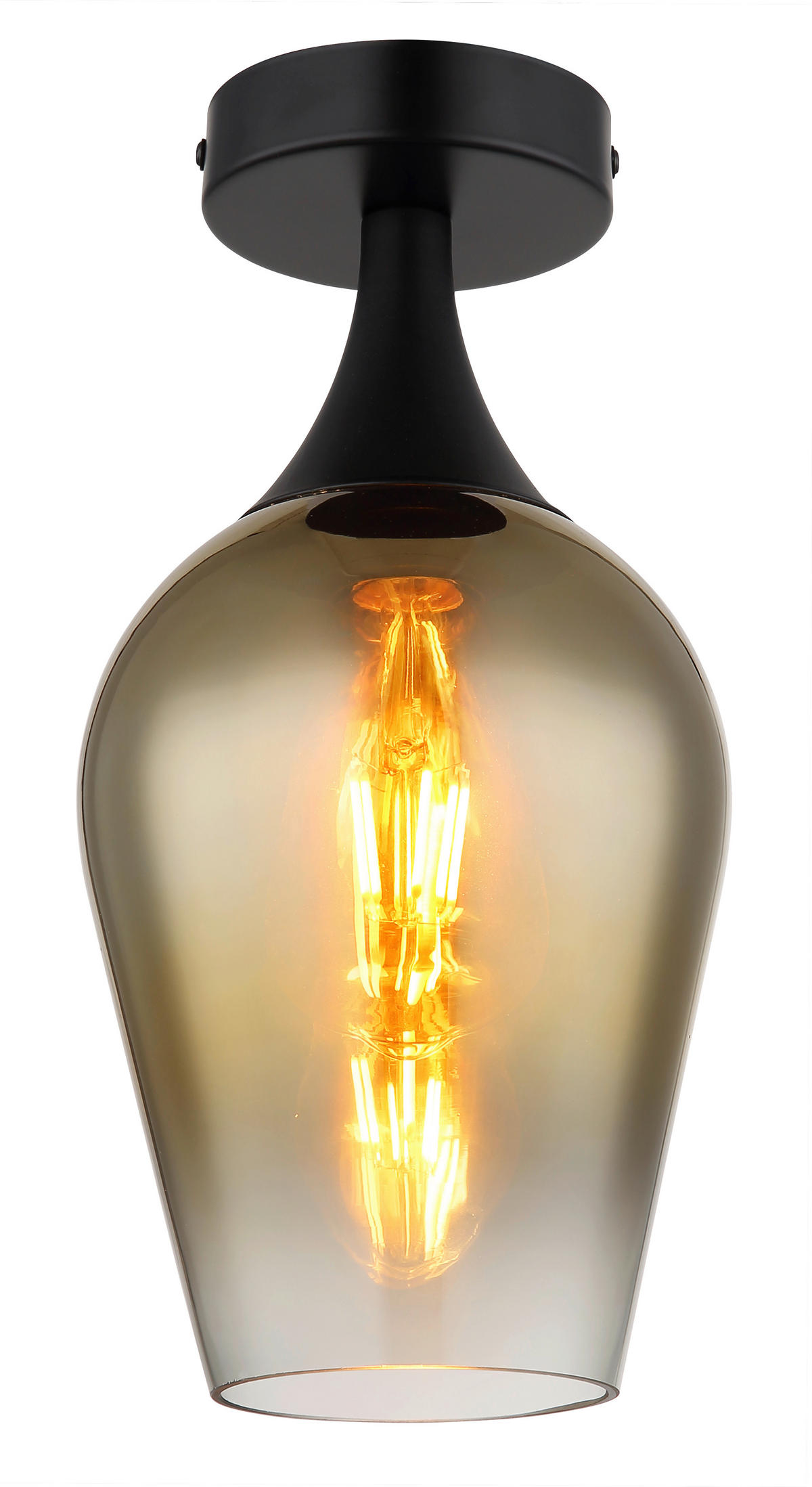 DECKENLEUCHTE  15/30 cm    - Klar/Goldfarben, Design, Glas/Metall (15/30cm) - Globo