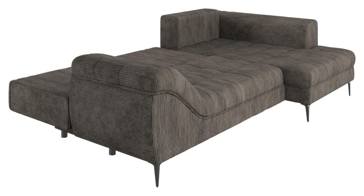 ECKSOFA Braun Cord  - Schwarz/Braun, Design, Kunststoff/Textil (177/276cm) - MID.YOU