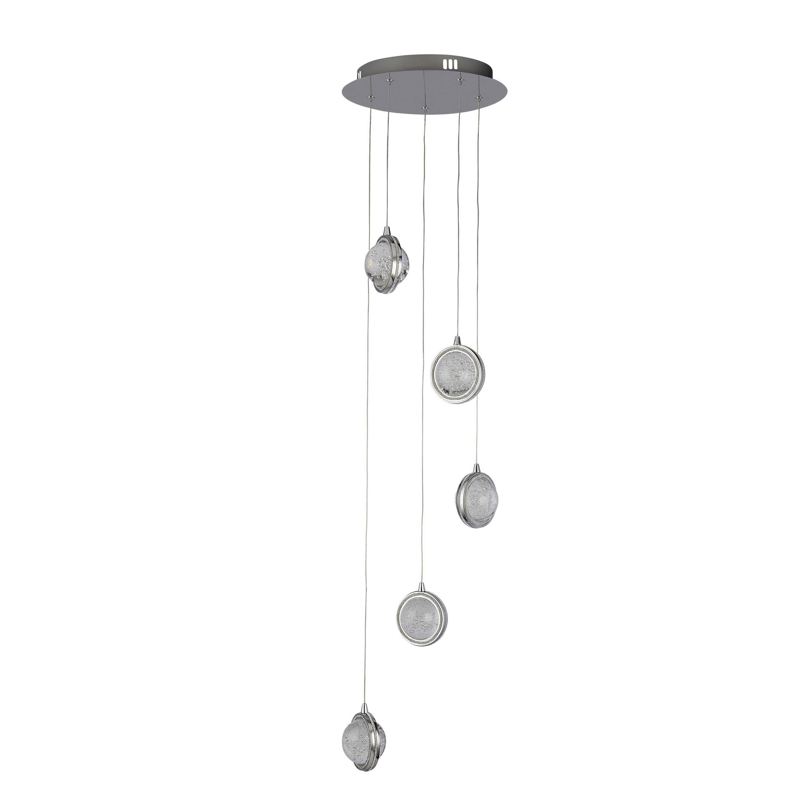 Searchlight Led-Hängeleuchte Quartz Chrom, Transparent 150 cm