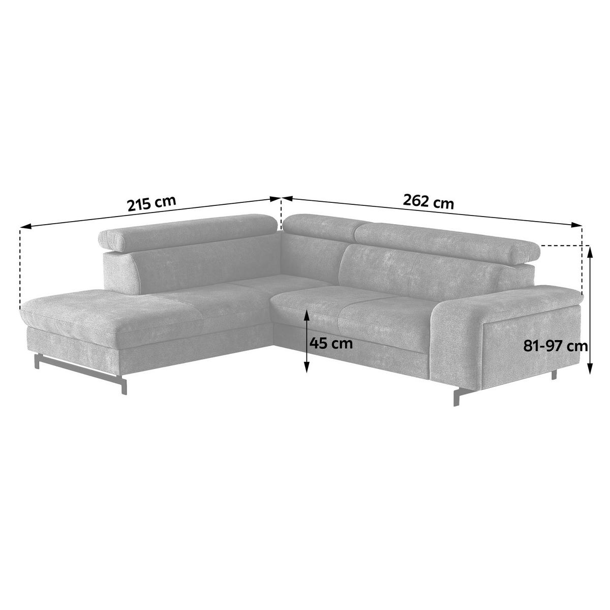 ECKSOFA in Chenille Blau  - Blau/Schwarz, Textil/Metall (215/262cm) - MID.YOU