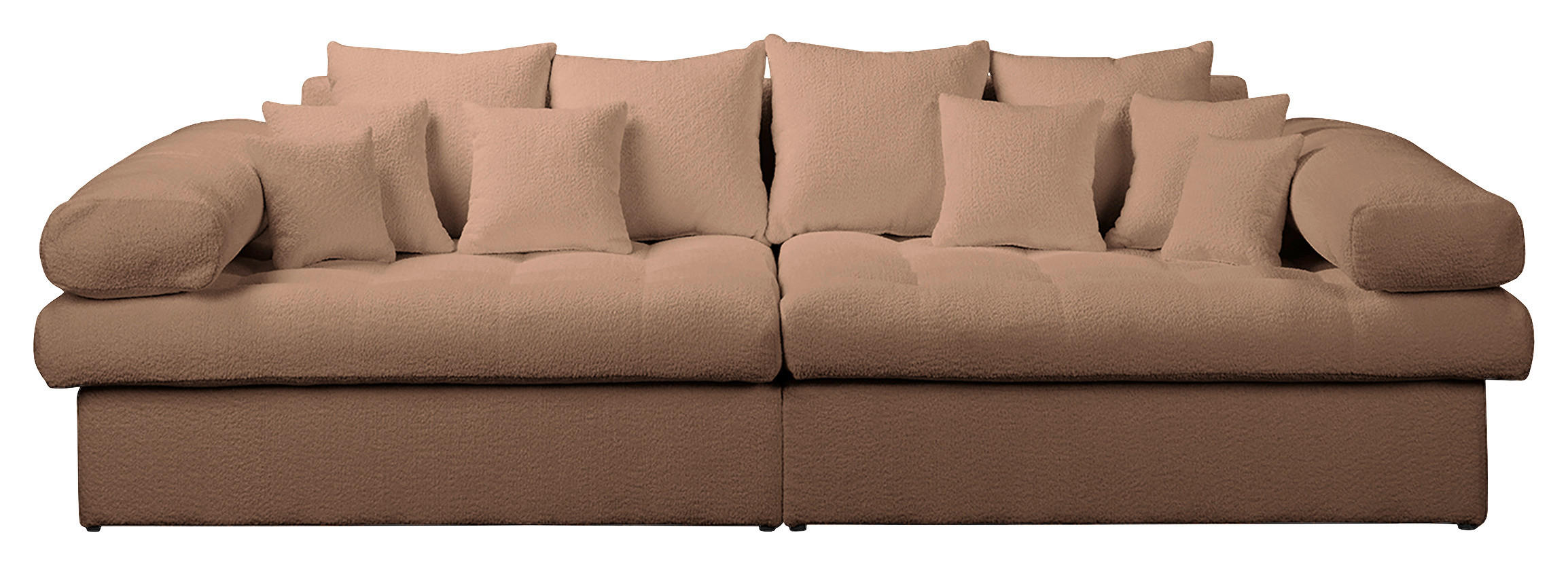 BIGSOFA in Teddystoff Hellbraun  - Hellbraun/Schwarz, Design, Kunststoff/Textil (284/94/148cm) - Livetastic