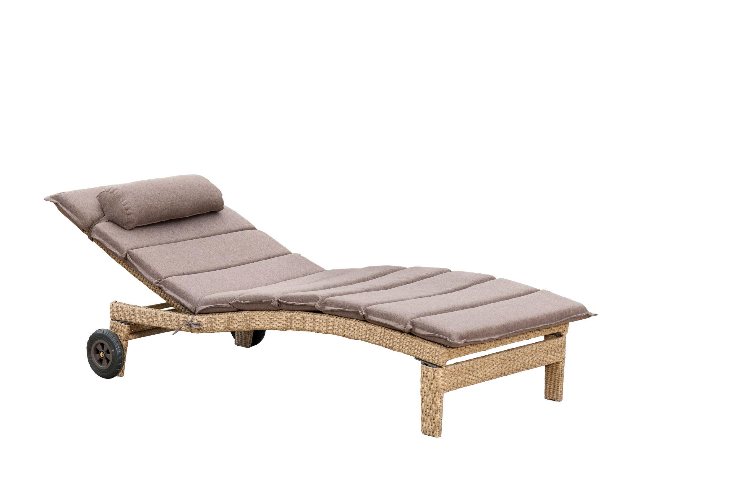 GARTEN-RELAXLIEGE 90/100/208 cm  - Beige/Naturfarben, ROMANTIK / LANDHAUS, Kunststoff/Textil (90/100/208cm) - Gardenson