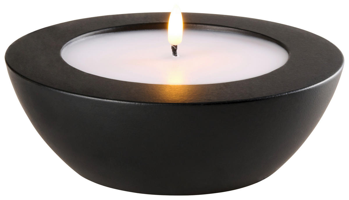 LED-WINDLICHT - Schwarz, LIFESTYLE, Naturmaterialien/Kunststoff (19/6.5cm)