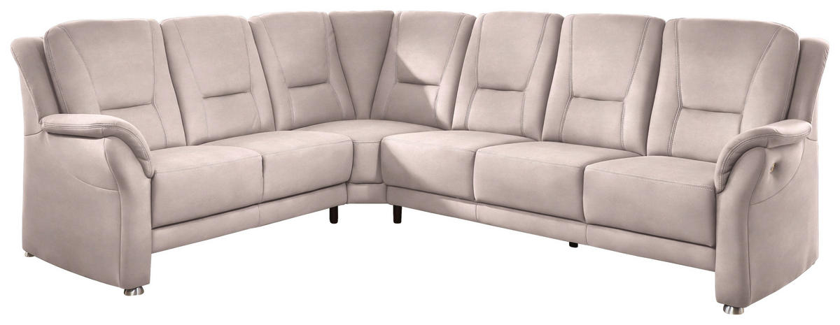 ECKSOFA in Mikrofaser Rosa  223/275 cm  - Beige/Alufarben, KONVENTIONELL, Textil/Metall (223/275cm) - Beldomo Comfort