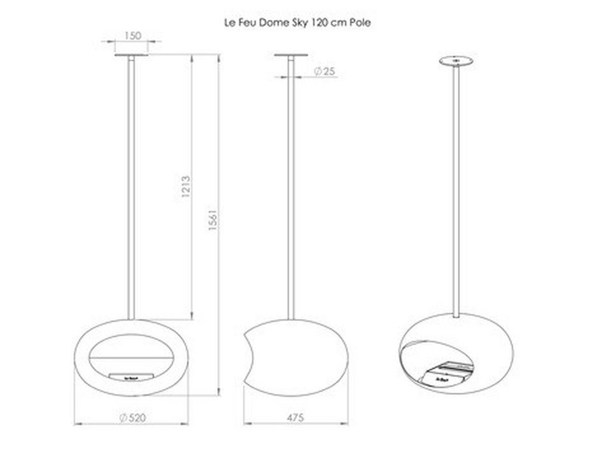 LE FEU DOME SKY KAMIN ETANOL - Basics, metal (48/52/155cm)