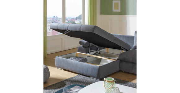 ECKSOFA Grau Flachgewebe  - Chromfarben/Weiß, Design, Kunststoff/Textil (173/294cm) - Carryhome