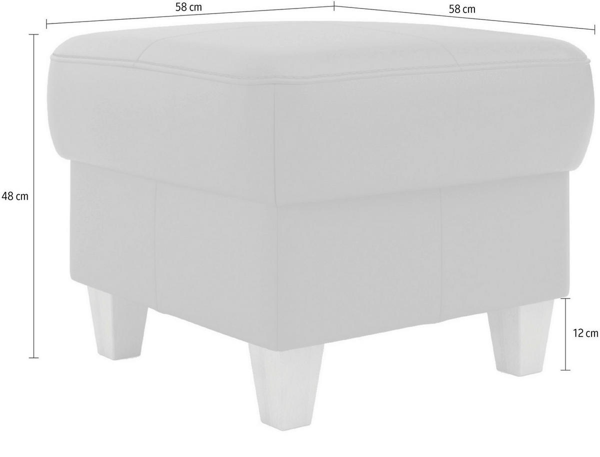 HOCKER Leder Anthrazit  - Eichefarben/Anthrazit, Basics, Leder/Holz (58/48/58cm) - Sit & More