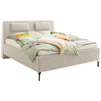 POLSTERBETT 180/200 cm,  in Beige,  - Beige/Schwarz, Design, Textil/Metall (180/200cm) - Schöner Wohnen