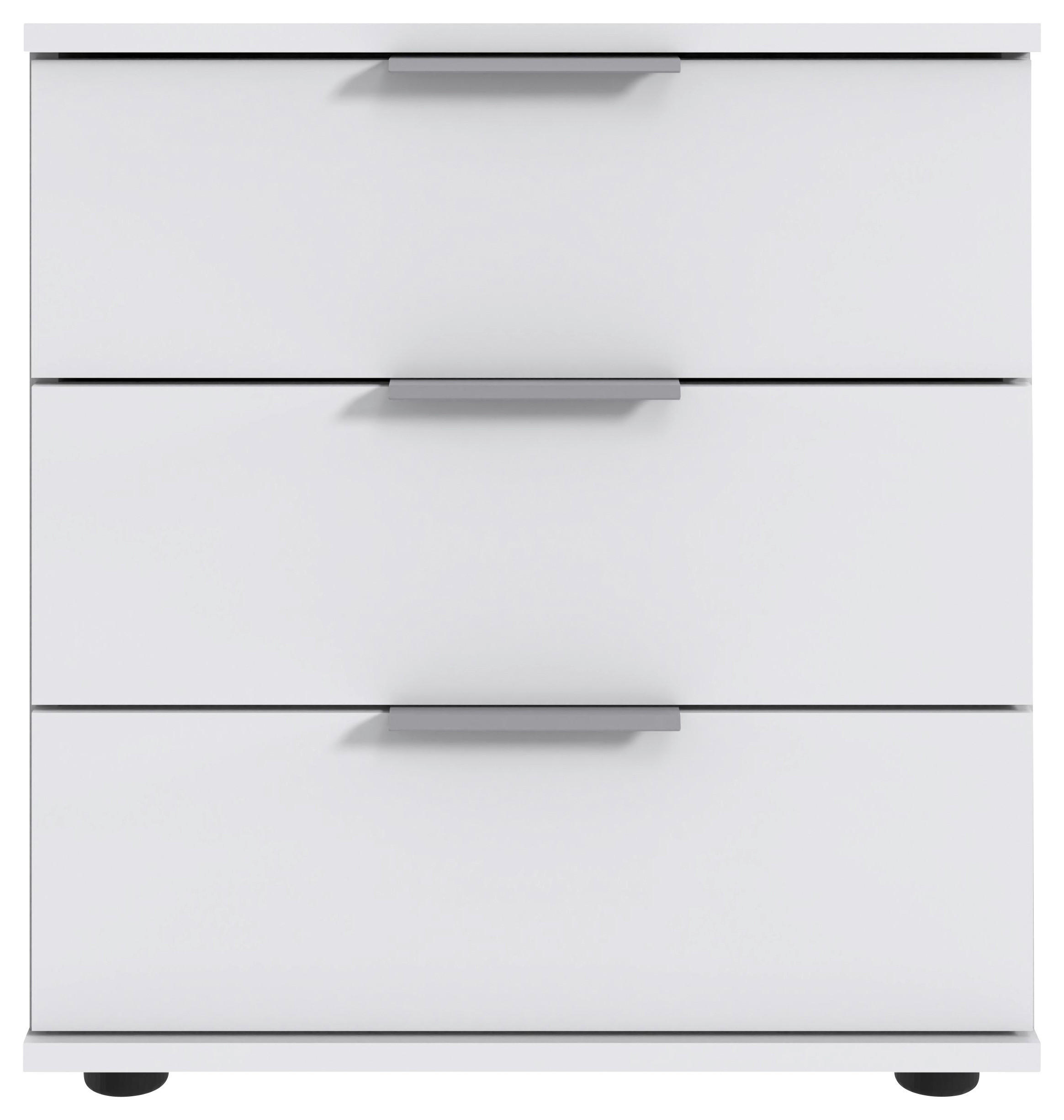 NOČNÝ STOLÍK, biela, 52/58/38 cm - biela/strieborná, Konventionell, kompozitné drevo (52/58/38cm) - MID.YOU