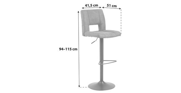 BARHOCKER in Anthrazit - Anthrazit/Schwarz, Design, Textil/Metall (41,5/94-115/52cm) - Carryhome
