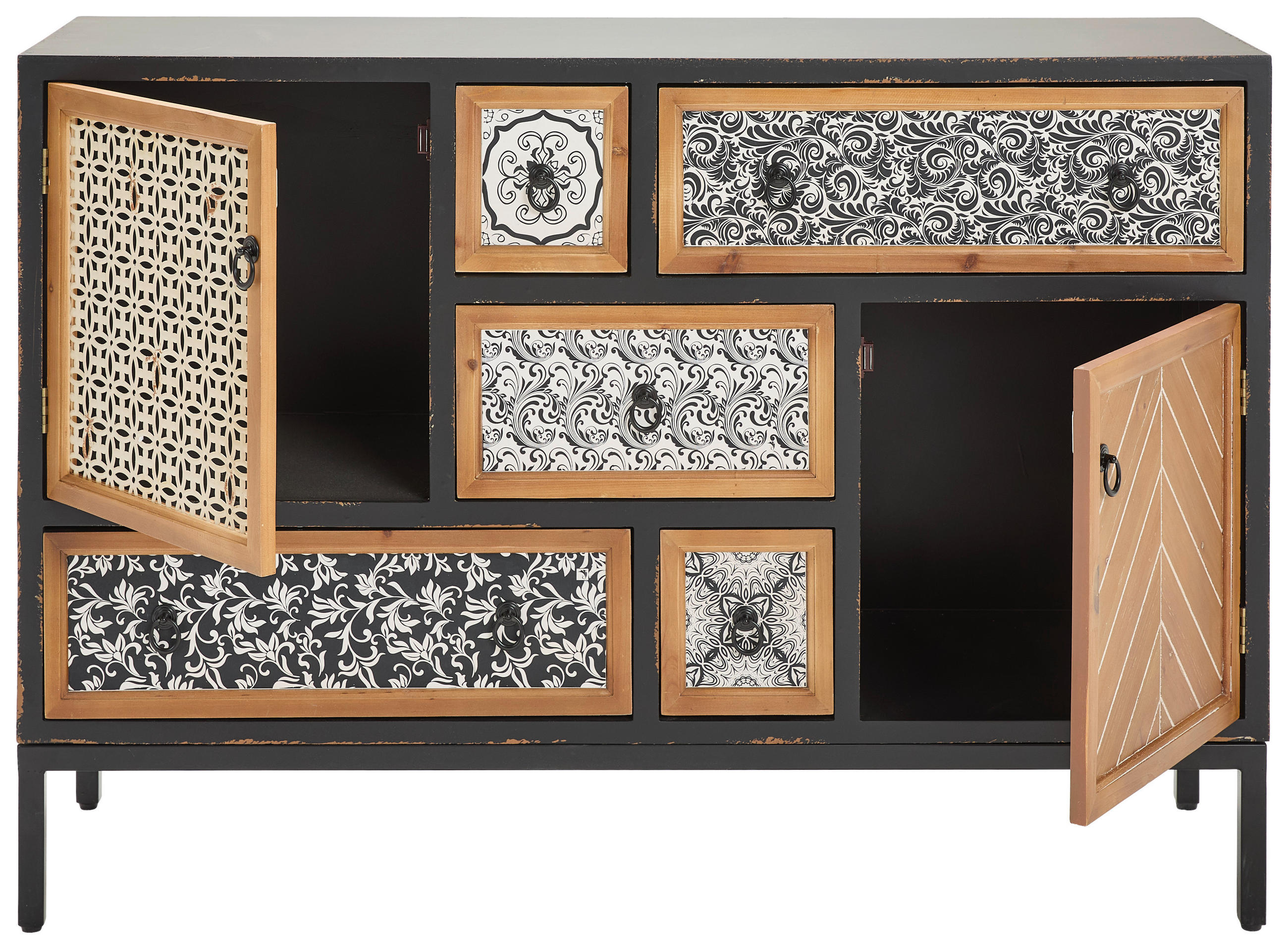 KOMMODE  in 120/84/38 cm  - Multicolor/Schwarz, ROMANTIK / LANDHAUS, Holz/Holzwerkstoff (120/84/38cm) - Landscape