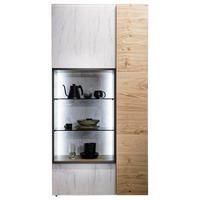 VITRINE in furniert, mehrschichtige Massivholzplatte (Tischlerplatte) Eiche Weiß, Wildeiche  - Wildeiche/Weiß, Natur, Glas/Holz (96/194/42,6cm) - Voglauer