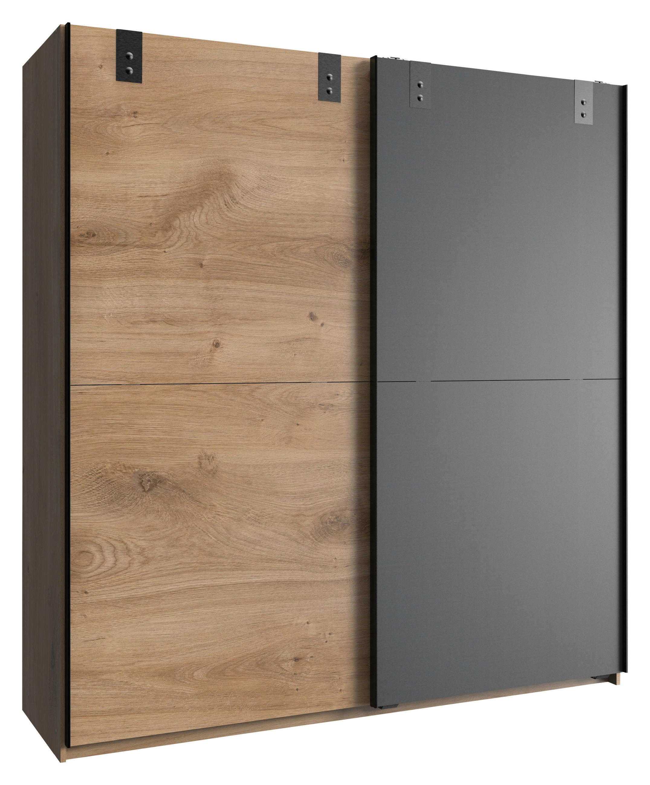 SCHWEBETÜRENSCHRANK 180/198/64 cm 2-türig Graphitfarben, Eichefarben  - Eichefarben/Graphitfarben, Basics, Holzwerkstoff (180/198/64cm) - MID.YOU