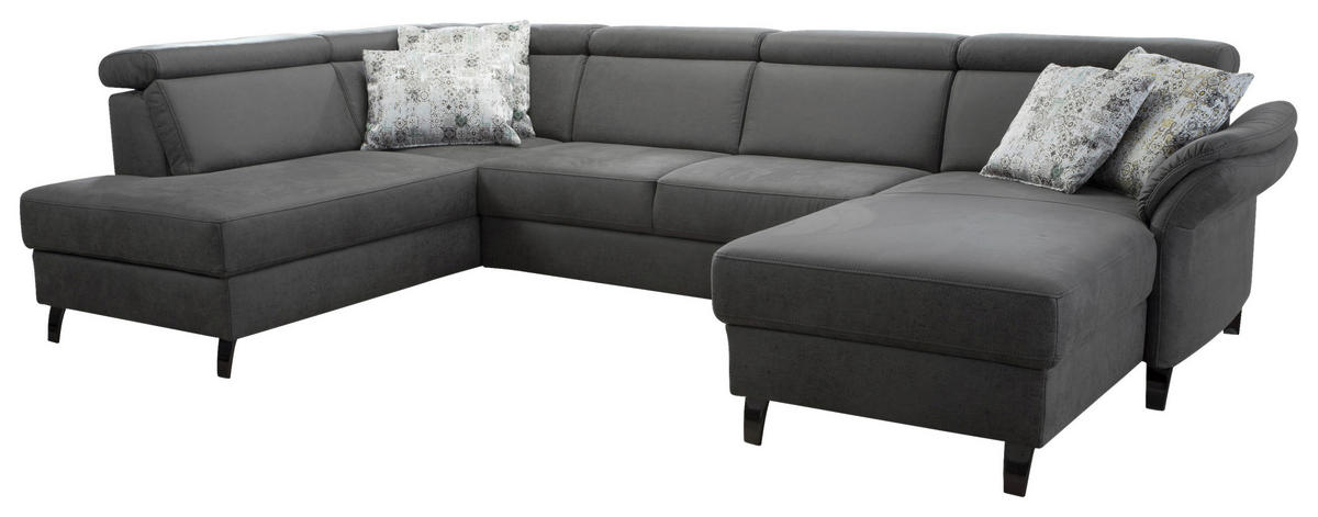 WOHNLANDSCHAFT in Mikrofaser Anthrazit  - Anthrazit/Schwarz, Konventionell, Textil/Metall (193/317/165cm) - Sit & More