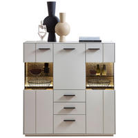 HIGHBOARD Hellgrau, Sahara  120/123/40 cm  - Hellgrau/Schwarz, Design, Glas/Holzwerkstoff (120/123/40cm) - Novel