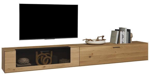 LOWBOARD Lavia 317/40/44 cm  erweiterbar, Typenauswahl, Beimöbel erhältlich, hängend  - Eichefarben/Anthrazit, Natur, Glas/Holz (317/40/44cm) - Valnatura