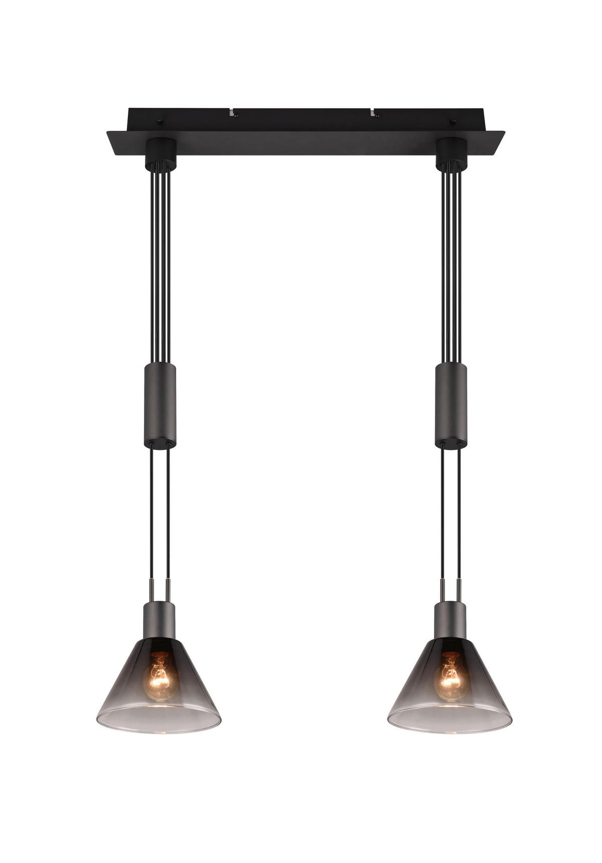 HÄNGELEUCHTE 19/55/160 cm    - Schwarz/Grau, Konventionell, Glas/Metall (19/55/160cm) - Trio Leuchten