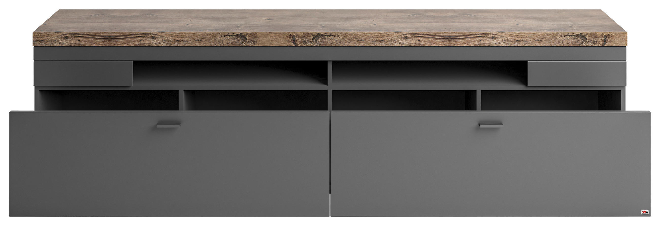 LOWBOARD  in 210/58,7/43,8 cm  - Eichefarben/Grau, Design, Holzwerkstoff/Metall (210/58,7/43,8cm) - SetOne by Musterring