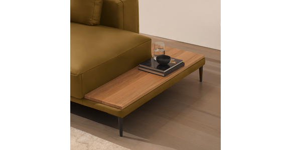 ECKSOFA  in Echtleder Senfgelb  201/304 cm  - Senfgelb/Schwarz, Design, Leder/Metall (201/304cm) - Belluti