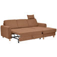 ECKSOFA Terracotta Flachgewebe  inkl. Bettkasten, Schlaffunktion, Rücken echt, Kopfstütze, Liegefläche im Originalstoff  - Buchefarben/Terracotta, KONVENTIONELL, Holz/Textil (241/166cm) - Carryhome