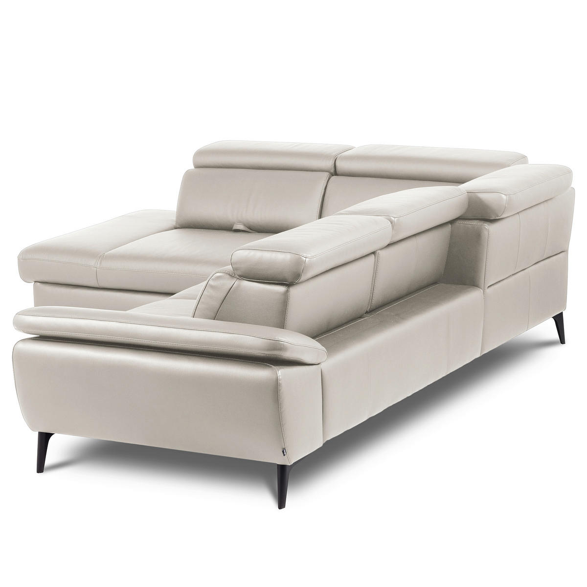 ECKSOFA  in Lederlook Echtleder Platinfarben  220/274 cm  - Platinfarben/Schwarz, Design, Leder/Textil (220/274cm) - Livetastic