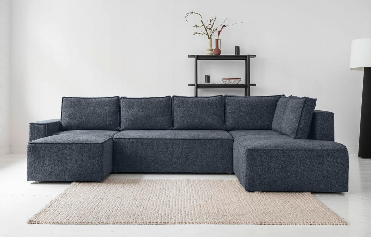 SJEDEĆA GARNITURA tekstil  tamno plava   - bijela/siva, Design, tekstil/plastika (156/322/194cm) - MID.YOU