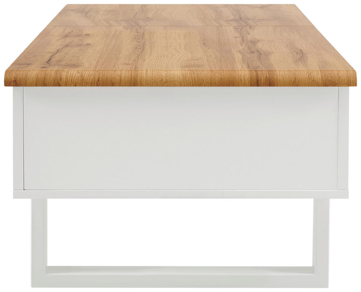 DOHÁNYZÓASZTAL fém, faalapú anyag 120/60/40-65 cm   - tölgyfa/fehér, Design, faalapú anyag/fém (120/60/40-65cm) - Livetastic