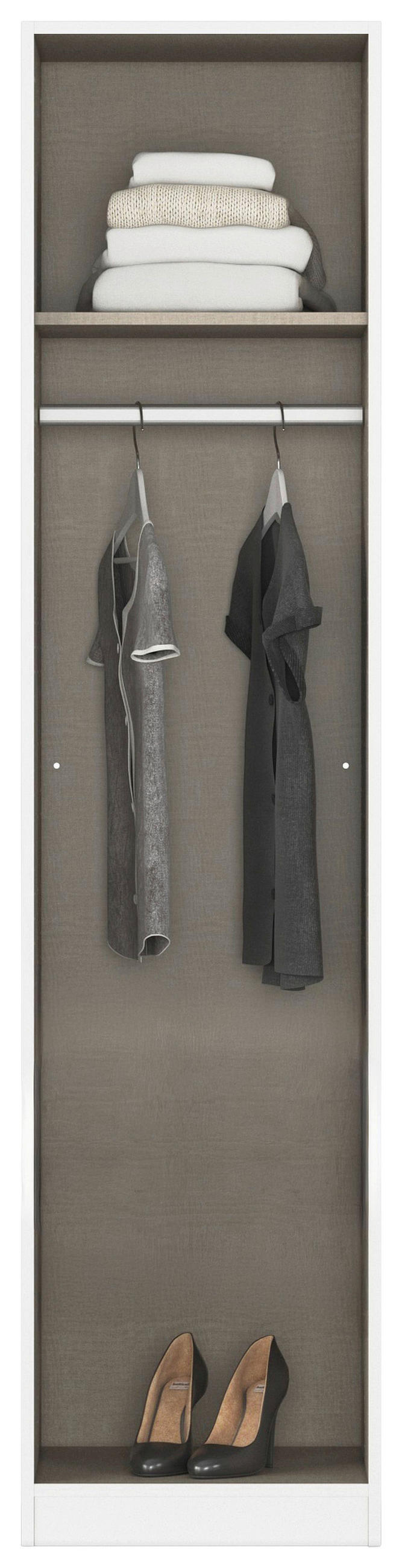 DREHTÜRENSCHRANK 47/197/54 cm,  in Weiß, 1-türig  - Alufarben/Weiß, KONVENTIONELL, Glas/Holzwerkstoff (47/197/54cm) - home24