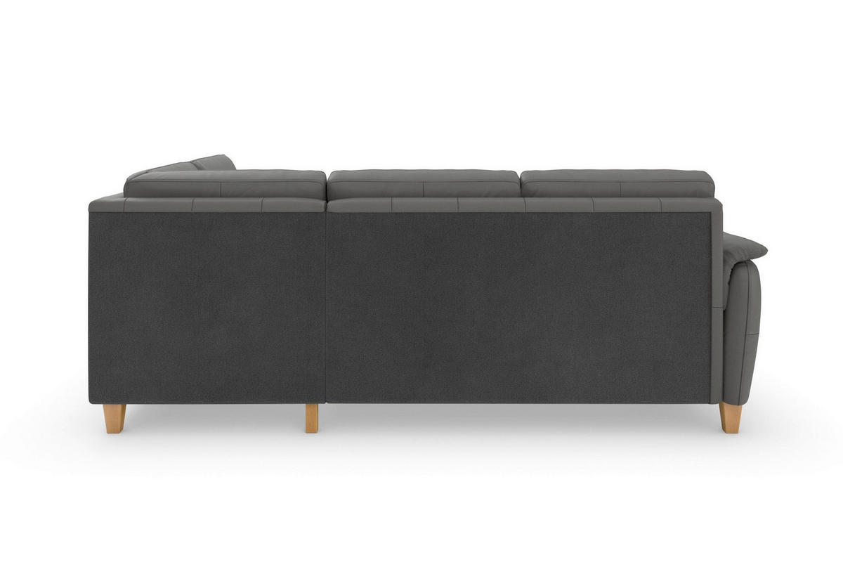 ECKSOFA Echtleder Mokka  - Eichefarben/Mokka, Basics, Leder/Holz (236/212cm) - Sit & More