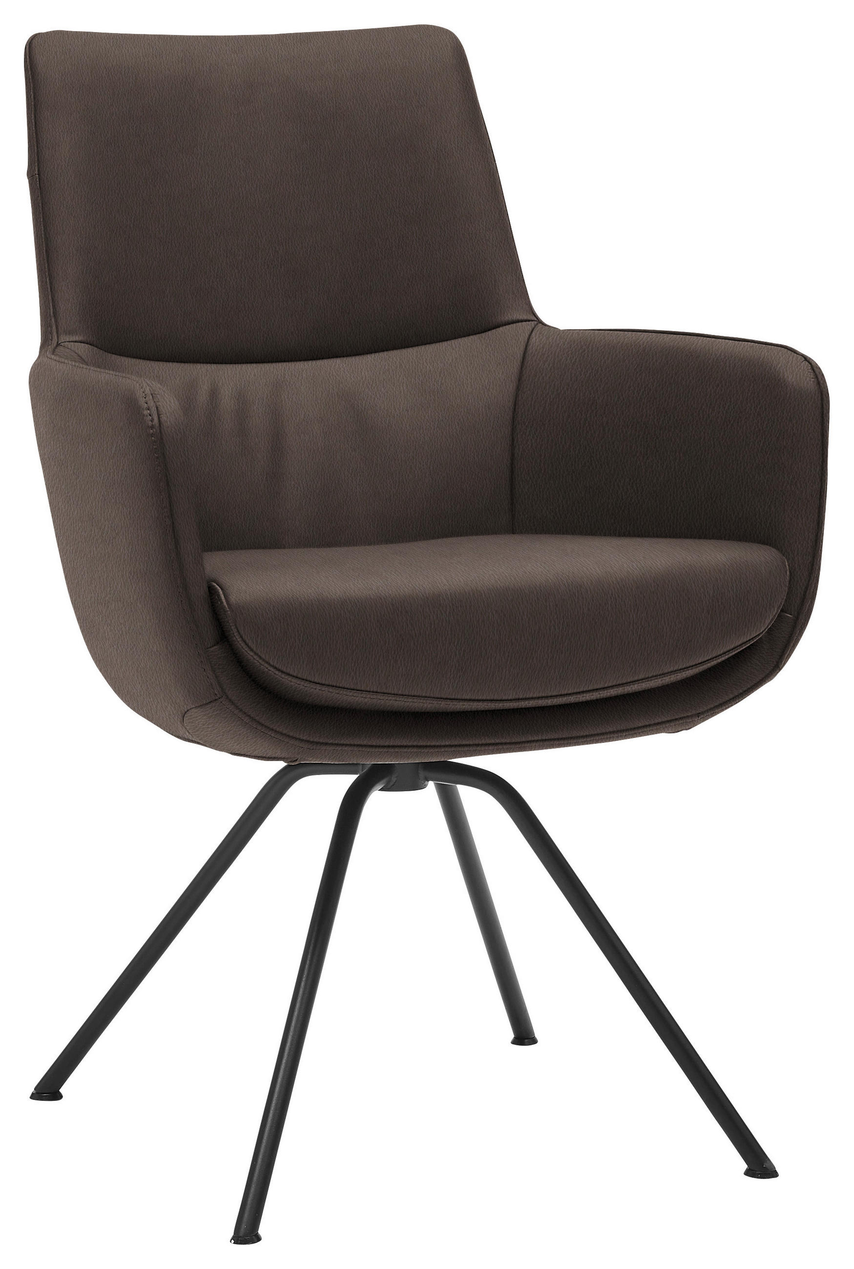 ARMLEHNSTUHL  in Stahl  - Schwarz/Braun, Design, Leder/Metall (60/90/61cm) - Dieter Knoll