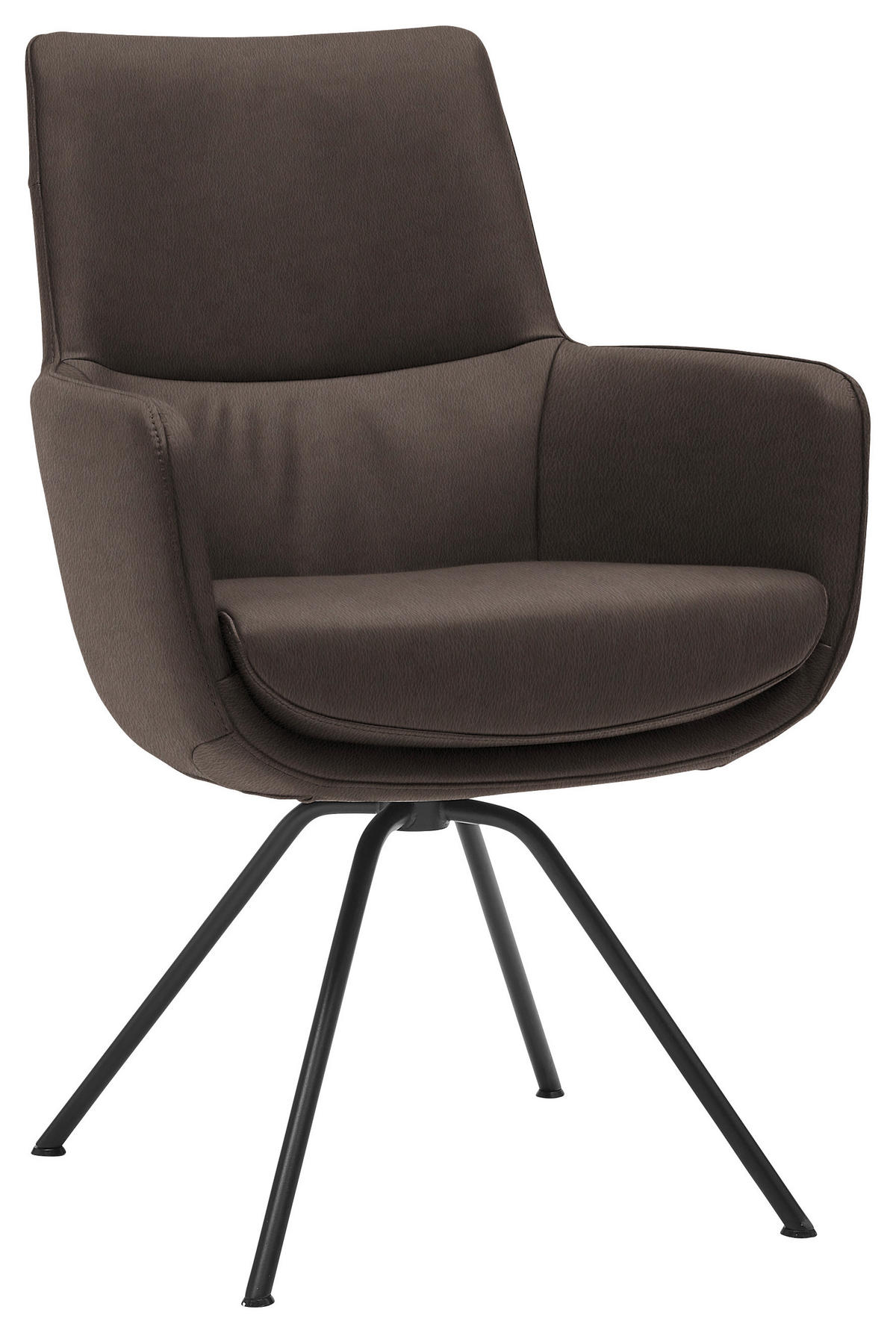 ARMLEHNSTUHL  in Stahl Echtleder  - Schwarz/Braun, Design, Leder/Metall (60/90/61cm) - Dieter Knoll