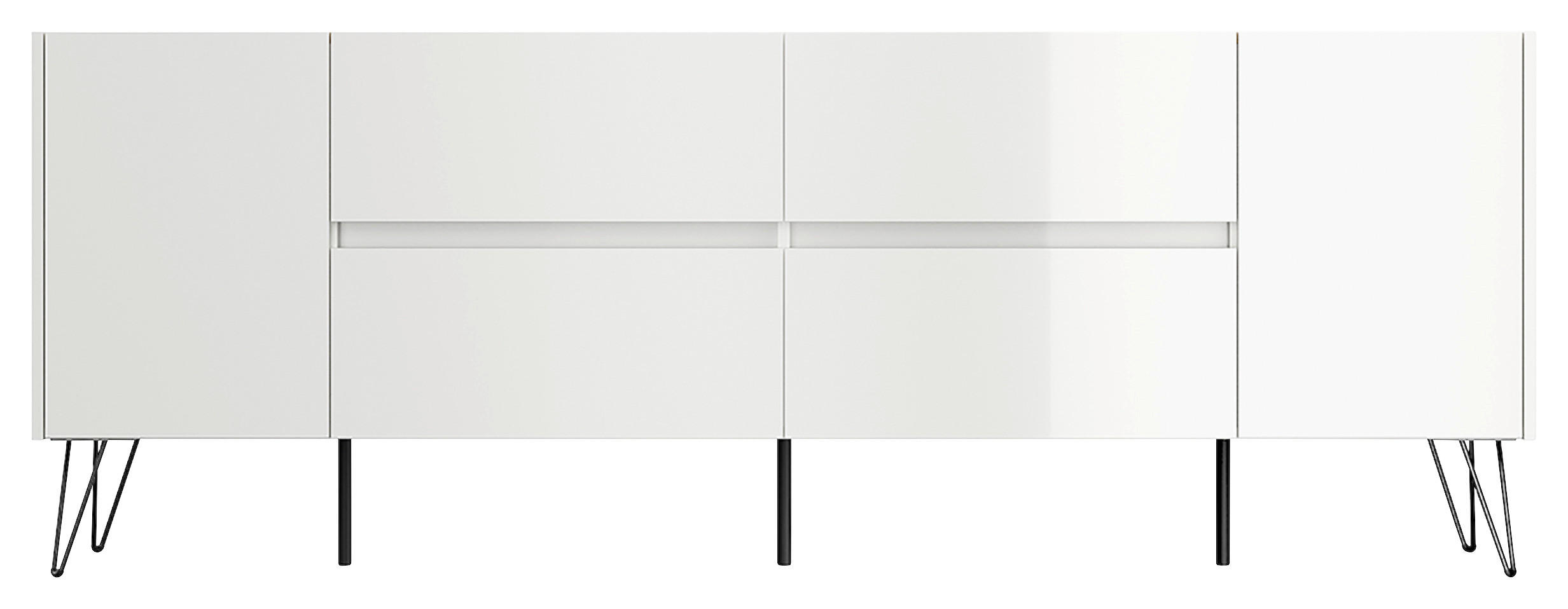SIDEBOARD Posseik Industrial 199/75,8/42 cm 4 Schublade(n)  - Weiß Hochglanz/Eichefarben, Design, Holzwerkstoff/Metall (199/75,8/42cm) - MID.YOU