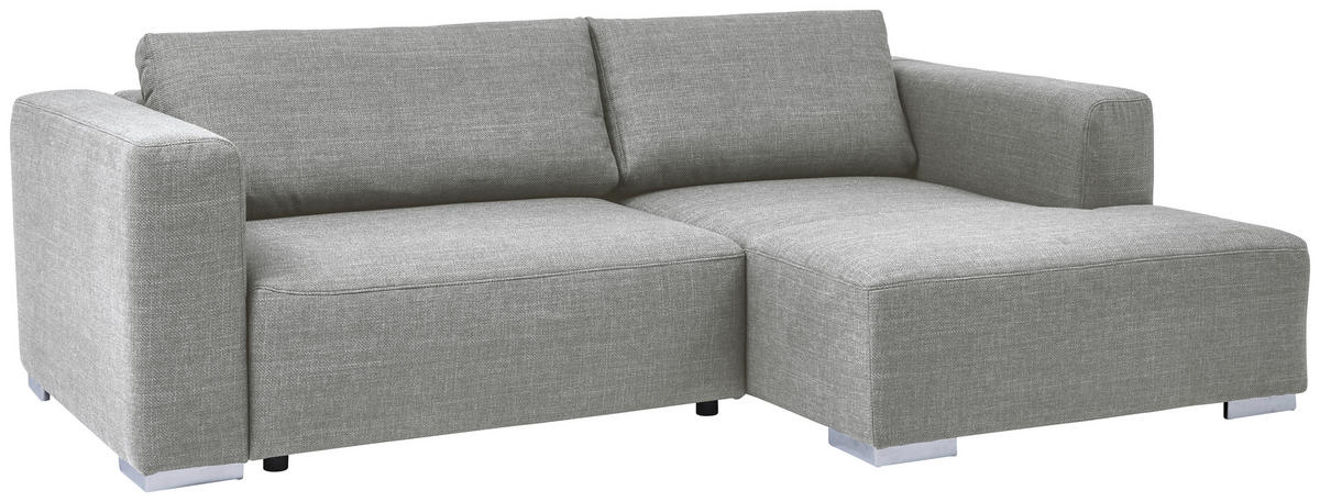 ECKSOFA inkl. Funktion Heaven Grau Flachgewebe  - Chromfarben/Grau, KONVENTIONELL, Textil/Metall (242/162cm) - Tom Tailor