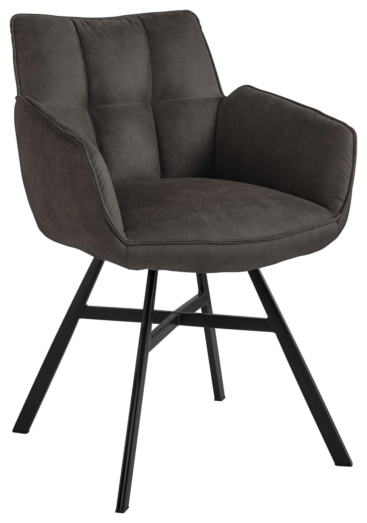 ŽIDLE S PODRUČKAMI, mikrovlákno, šedá - šedá/černá, Design, kov/textil (60/84/65cm) - SetOne by Musterring
