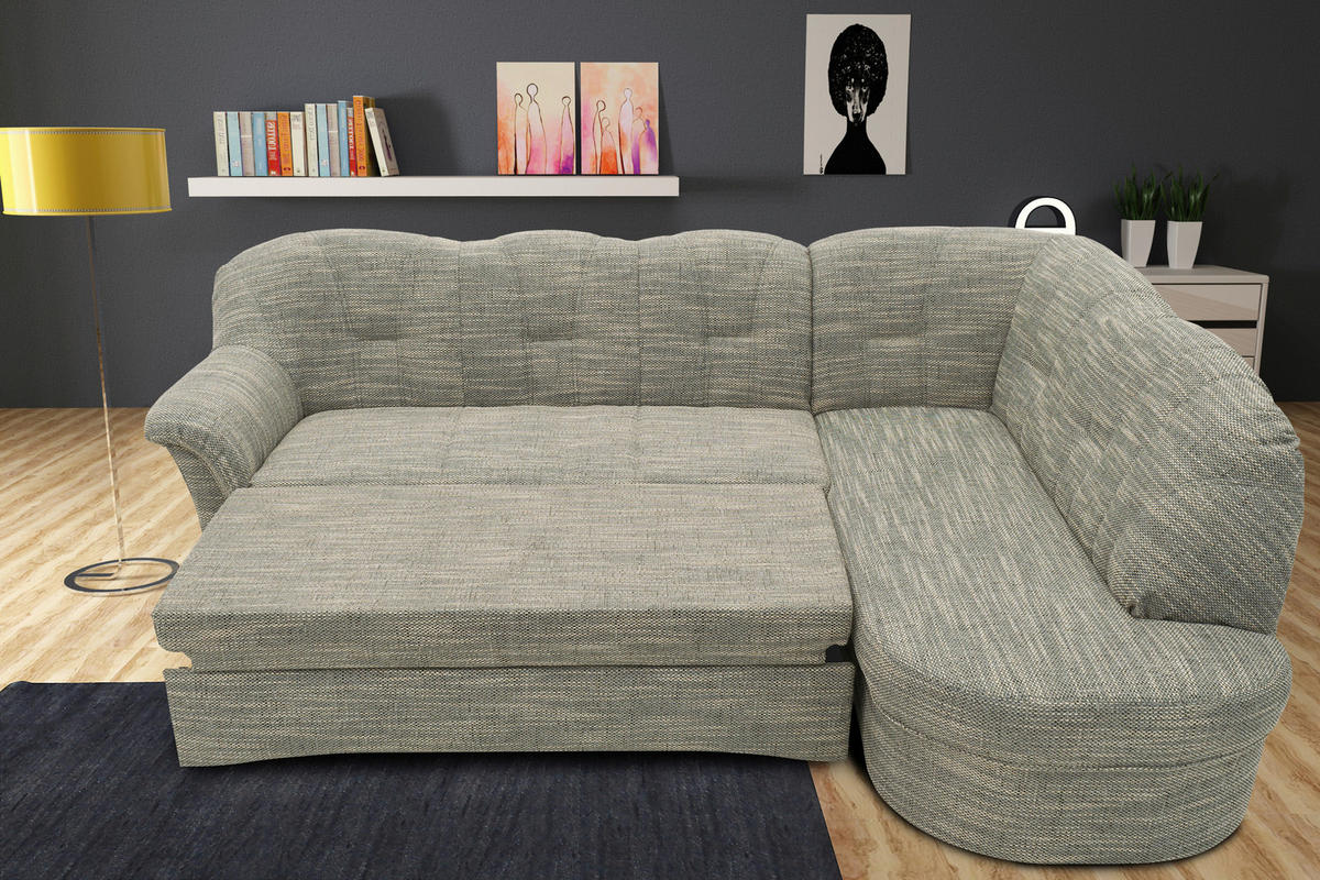 ECKSOFA Grau, Weiß Webstoff  - Schwarz/Weiß, KONVENTIONELL, Kunststoff/Textil (243/180cm) - MID.YOU