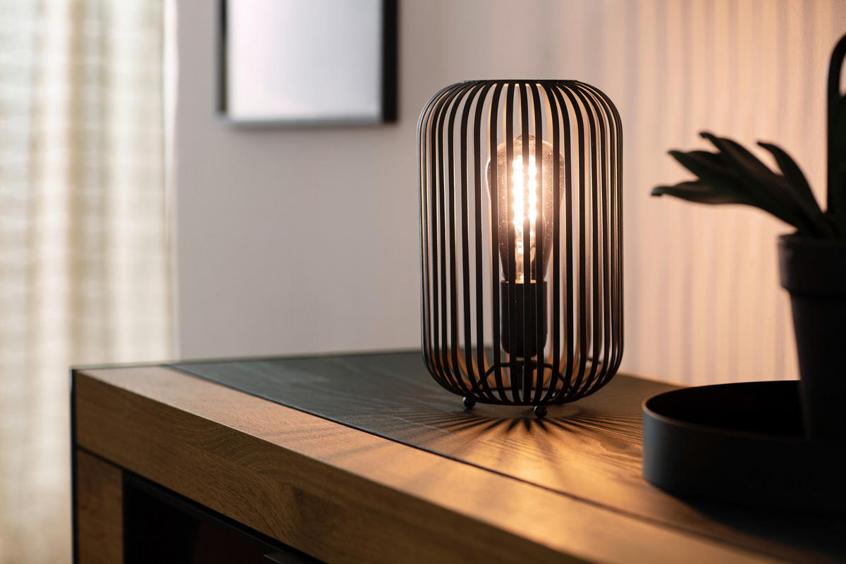 STONA LAMPA - crna/boja peska, Dizajnerski, metal/tekstil (16/25cm) - Schöner Wohnen